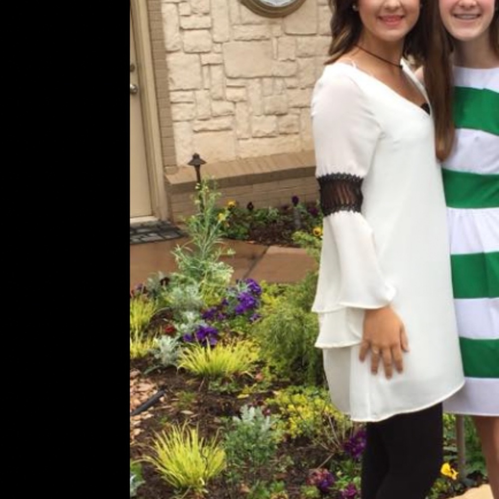 White and Black Long Sleeve Dress (Size S)